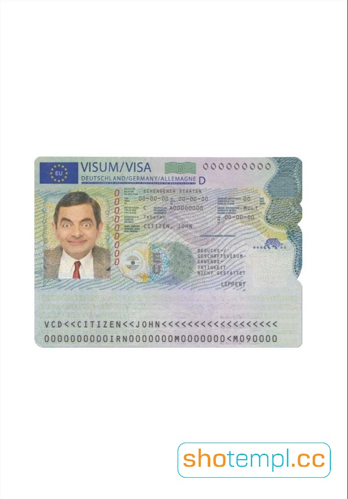 Germany Visa Fully Editable PSD Template